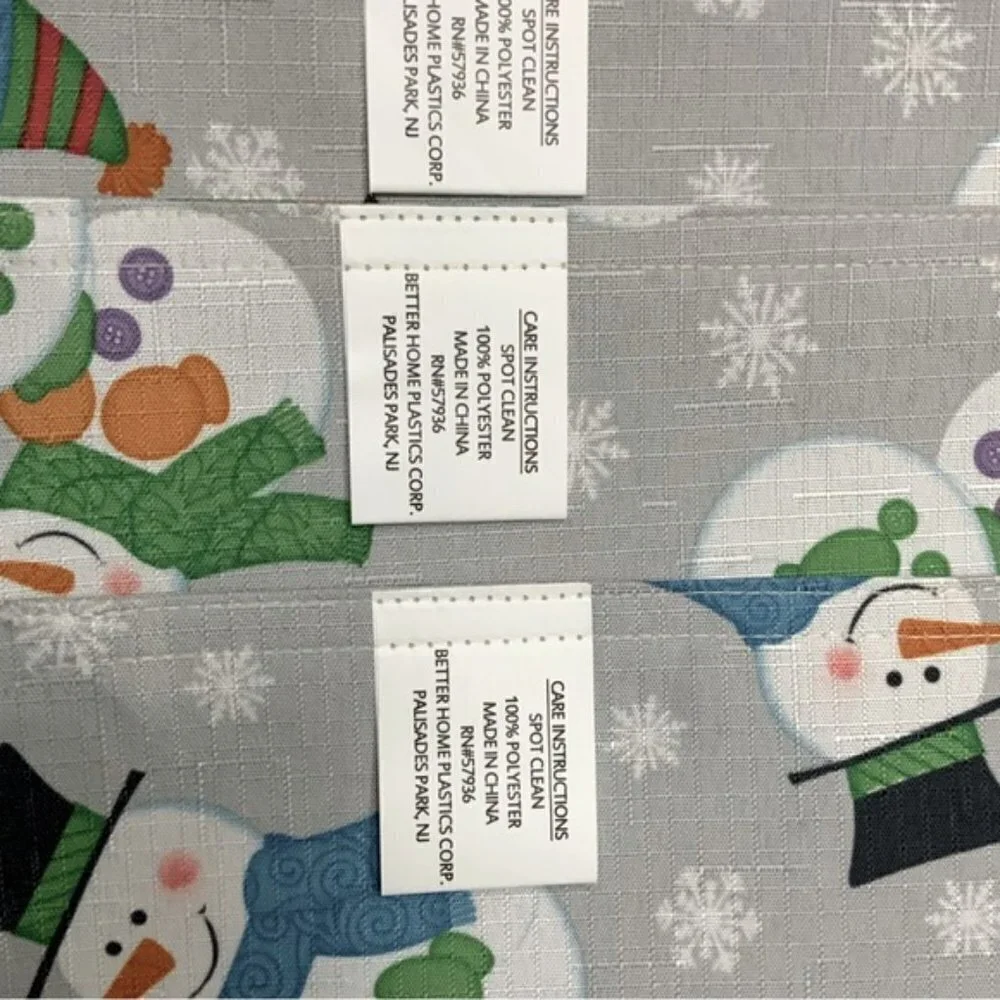 Winter Linen Print Fabric Placemats Snowman Reversible Grey Multi 12 X 18 in
